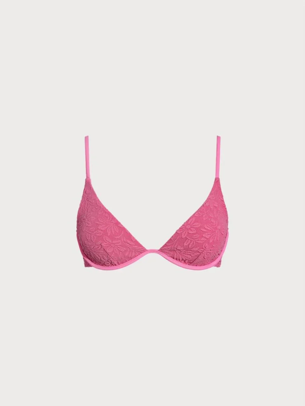 Pink Floral Jacquard Bikini Set